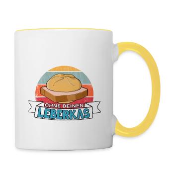 Du bist ned du ohne deinen Leberkäse bayrisch - Tasse zweifarbig - Weiß/Gelb - Rechts