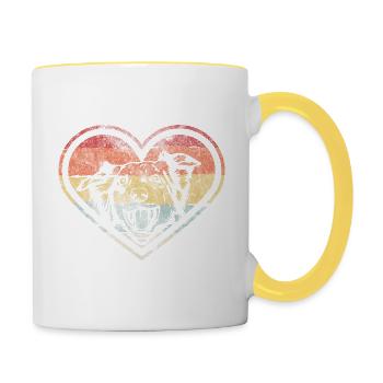 Rétro Australien Shepherd Vintage Shepherd Chien - Mug contrasté - blanc/jaune - Droite