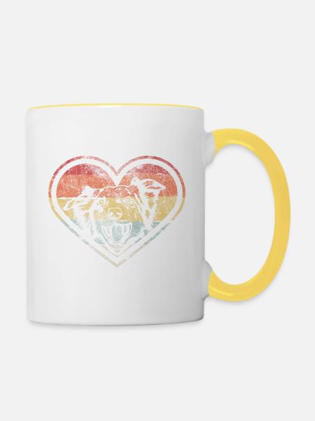 Retro Australian Shepherd Vintage Shepherd Hund - Tasse zweifarbig - Weiß/Gelb