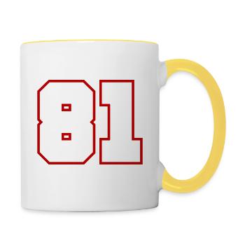 81 Zahl nummer - Tasse zweifarbig - Weiß/Gelb - Rechts