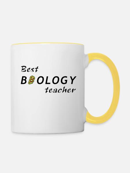 Meilleur professeur de biologie - Mug contrasté - blanc/jaune