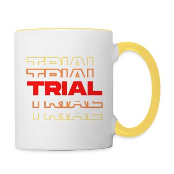 rot, orange, gelb grafisch TRIAL - Fahrrad Sport - Tasse zweifarbig - Weiß/Gelb - Rechts