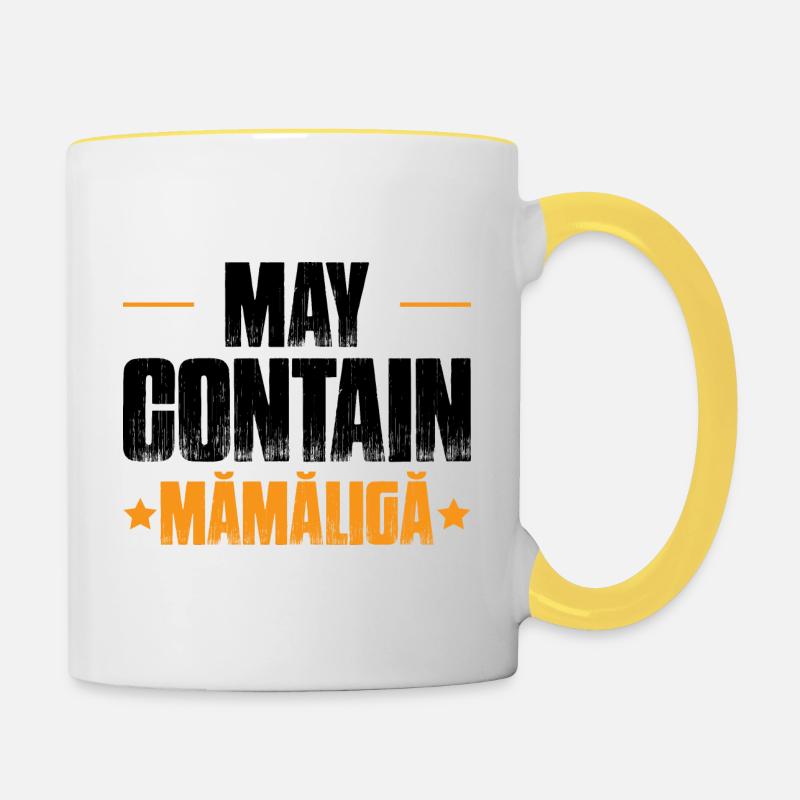 Peut contenir Mamaliga - Mug contrasté - blanc/jaune