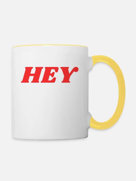 Hey - Tasse zweifarbig - Weiß/Gelb