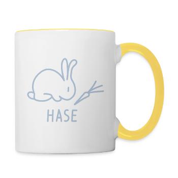 Bunny Baby / Easter / Bunny / Carrot / Pet Name - Contrasting Mug - white/yellow - Right
