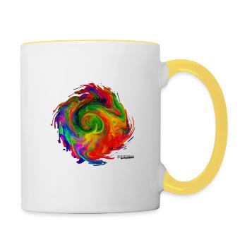 "Tornado2.4" by Acryl Galerie & Design - Tasse zweifarbig - Weiß/Gelb - Rechts