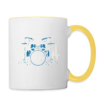 Trommel Herzschlag 2024 - Tasse zweifarbig - Weiß/Gelb - Rechts