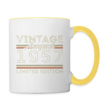 Août 1957 Légende depuis août 1957 Millésime 1957 - Mug contrasté - blanc/jaune - Droite