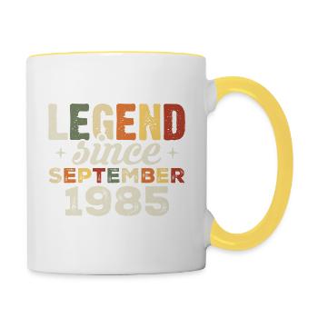 Legendary since September 1985 Birthday September - Contrasting Mug - white/yellow - Right