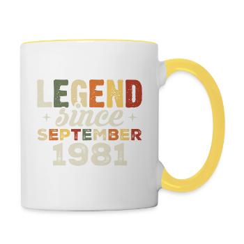 Légendaire depuis septembre 1981 anniversaire septembre - Mug contrasté - blanc/jaune - Droite