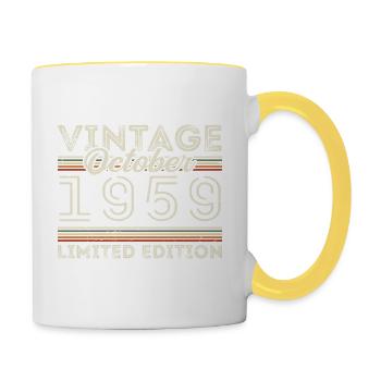 Oktober 1959 Geburtstag October 1959 Birthday Gift - Tasse zweifarbig - Weiß/Gelb - Rechts