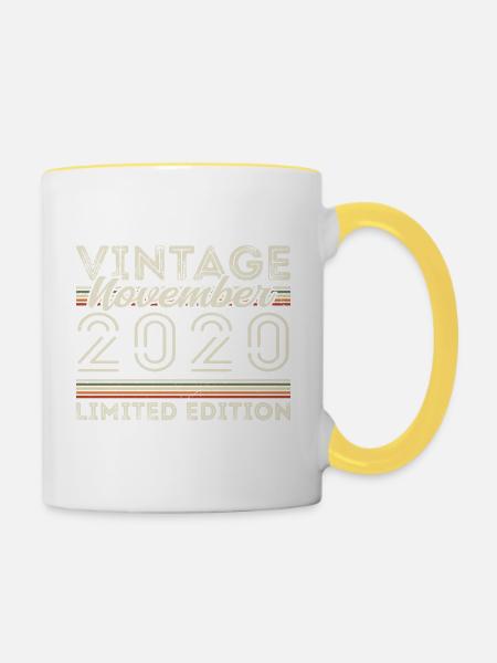 Jahrgang November 2020 Geburtstag November 2020 - Tasse zweifarbig - Weiß/Gelb