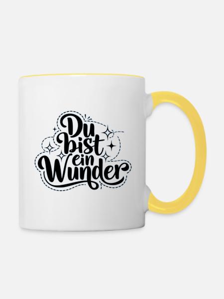 Du bist ein Wunder - Tasse zweifarbig - Weiß/Gelb