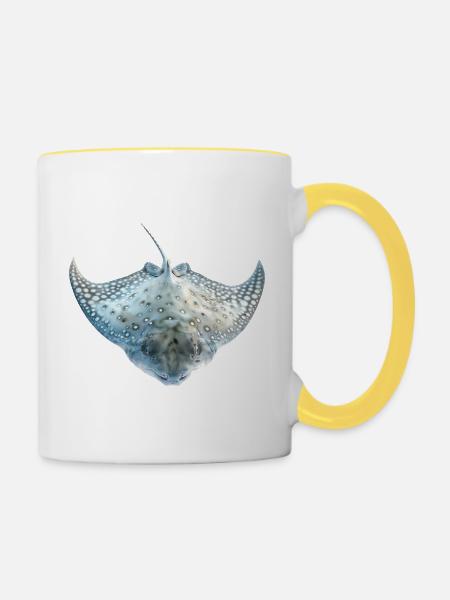Stachelrochen - Tasse zweifarbig - Weiß/Gelb