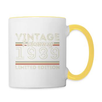 Février 1989 Cadeau d’anniversaire - Février 1989 - Mug contrasté - blanc/jaune - Droite