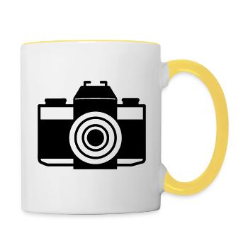 Kamera - Tasse zweifarbig - Weiß/Gelb - Rechts