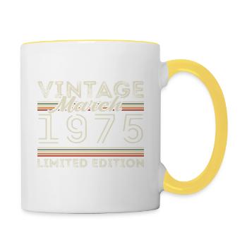 March 1975 Vintage 1975 Birthday Gift March - Contrasting Mug - white/yellow - Right