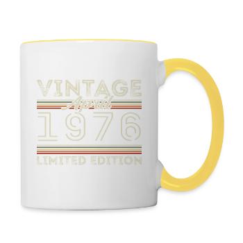 Avril 1976, Né en avril 1976 - 49e anniversaire - Mug contrasté - blanc/jaune - Droite