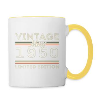 Mai 1950 Anniversaire 1950, Légendaire depuis mai 1950 - Mug contrasté - blanc/jaune - Droite