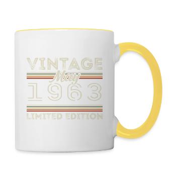 Mai 1963 Anniversaire 1963, Légendaire depuis mai 1963 - Mug contrasté - blanc/jaune - Droite