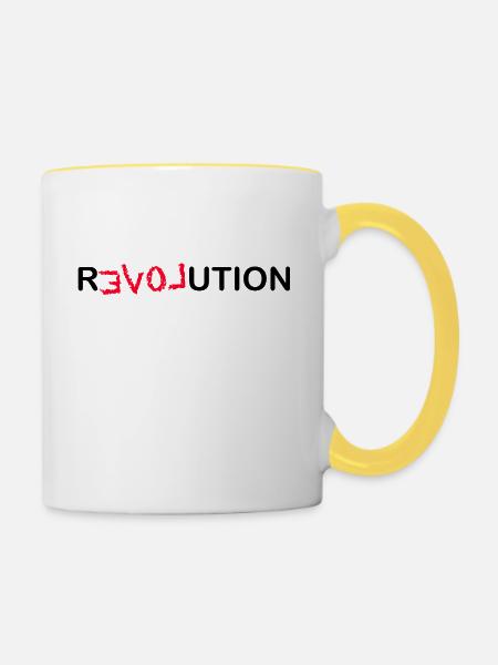 REVOLUTION - Tasse zweifarbig - Weiß/Gelb