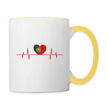 Heartbeat Portugal - Mug contrasté - blanc/jaune - Droite
