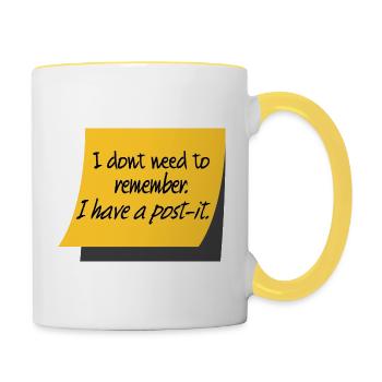 post it quote - Tasse zweifarbig - Weiß/Gelb - Rechts