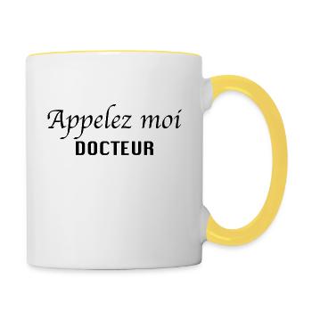 Appelez moi docteur - Mug contrasté - blanc/jaune - Droite