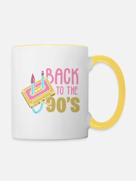 90s 90er - Tasse zweifarbig - Weiß/Gelb