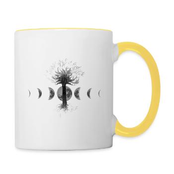 Yggdrasil mit mond Nordic Nordisch Wikinger Gift - Tasse zweifarbig - Weiß/Gelb - Rechts