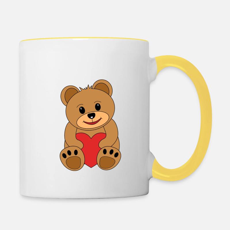 nounours - Mug contrasté - blanc/jaune