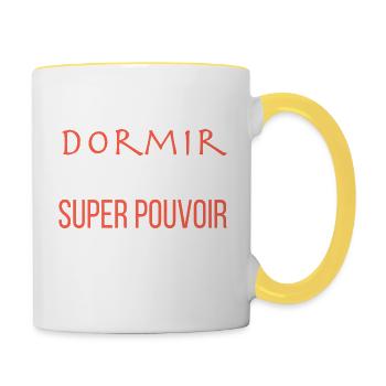 Dormir C'est Mon Super-Pouvoir - Mug contrasté - blanc/jaune - Droite