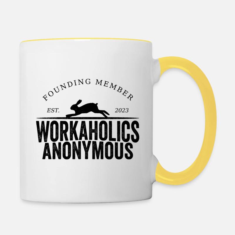 Workaholics Anonym - Tasse zweifarbig - Weiß/Gelb