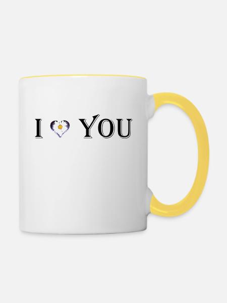 Love you - Tasse zweifarbig - Weiß/Gelb