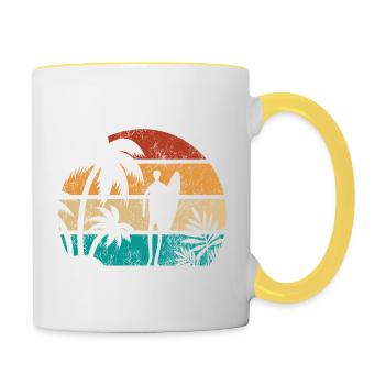 Sunset Surfer - Surf toute la journée - Vague - Cadeau - Mug contrasté - blanc/jaune - Droite