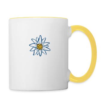 Servus - Alpen Edelweiß Gruß aus Bayern - Tasse zweifarbig - Weiß/Gelb - Rechts