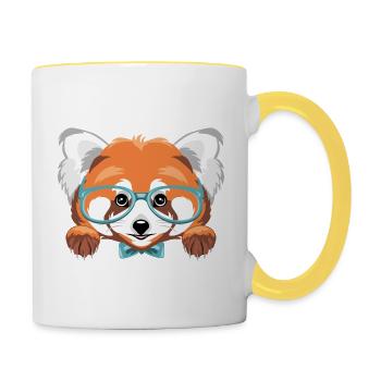 Coup d’œil sur le panda roux intelligent - Mug contrasté - blanc/jaune - Droite