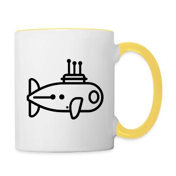 bateau Sous-marin - Mug contrasté - blanc/jaune - Droite