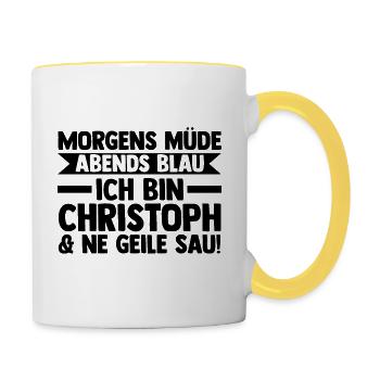 Prénom Chris Christoph - Mug contrasté - blanc/jaune - Droite