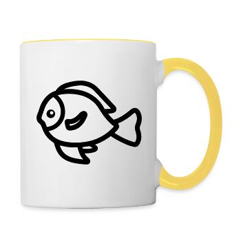 Poisson - Mug contrasté - blanc/jaune - Droite