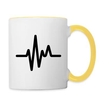 Pulse, heartbeat - Contrasting Mug - white/yellow - Right