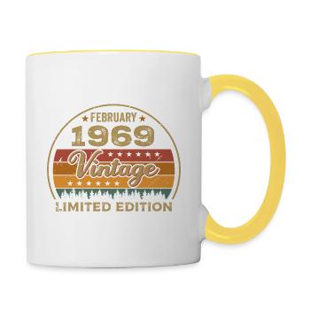 Février 1969, Jubilé 1969, Légendes Février 1969 - Mug contrasté - blanc/jaune - Droite