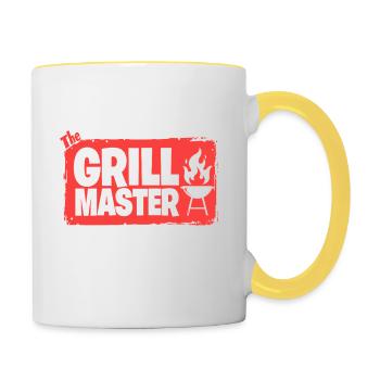The Grillmaster BBQ Grilling Cult Saying - Contrasting Mug - white/yellow - Right