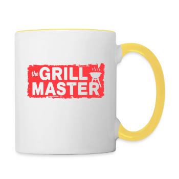 The Grillmaster BBQ Grilling Cult Saying - Contrasting Mug - white/yellow - Right