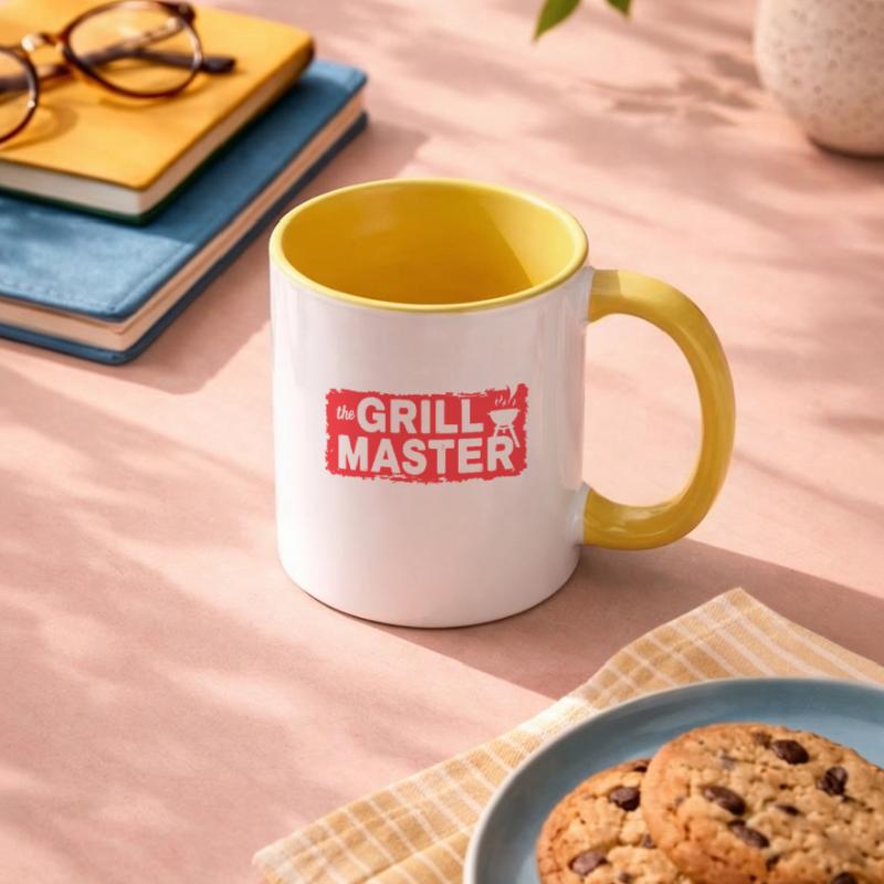 The Grillmaster BBQ Grilling Cult Saying Contrasting Mug