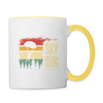 Skydiving Vintage Retro Sunset - Contrasting Mug - white/yellow - Right