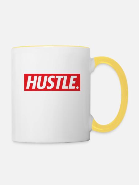 Hustle. - Tasse zweifarbig - Weiß/Gelb