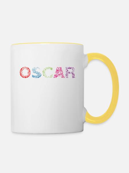 Oscar-Buchstabenname - Tasse zweifarbig - Weiß/Gelb