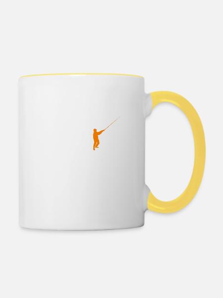 Evolution Angeln fishing Geburtstag Geschenk bday - Tasse zweifarbig - Weiß/Gelb
