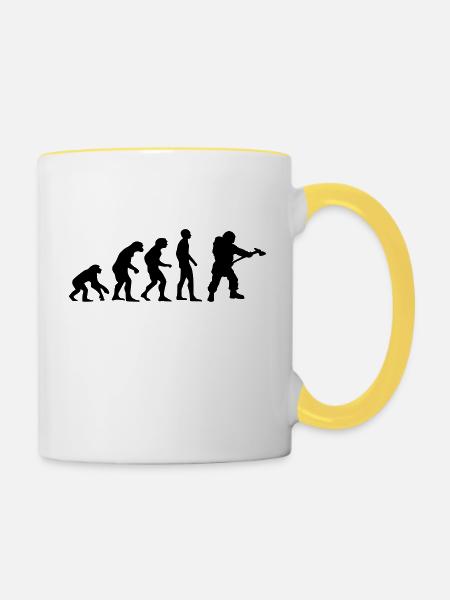 evolution Feuerwehrmann - Tasse zweifarbig - Weiß/Gelb